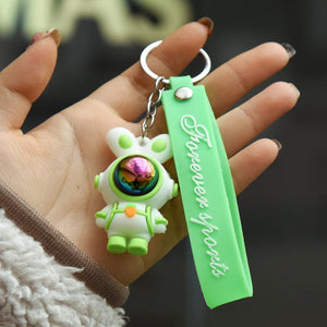 GeckoCustom Cartoon Lightning Bear Keychain Cute Astronaut Bear Doll Keyring Bag Pendant Couple Car Keyholder Creative Bag Charm Accessories Dark Grey