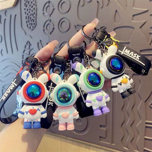 GeckoCustom Cartoon Lightning Bear Keychain Cute Astronaut Bear Doll Keyring Bag Pendant Couple Car Keyholder Creative Bag Charm Accessories