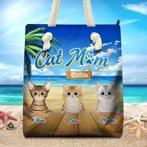 GeckoCustom Cat Mom For Cat Lovers Beach Tote Bag Personalized Gift HO82 891202 12x14.2 in