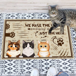 GeckoCustom Cats Make The Rule In This House Doormat Personalized Gift N304 889698