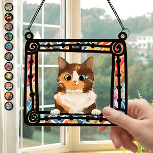 GeckoCustom Cats Sitting In Frame Window Hanging Suncatcher Ornament Personalized Gift HO82 891198