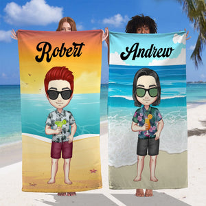 GeckoCustom Chibi Lady Beach Towel Personalized Gift TA29 890235 30"x60"