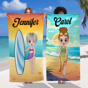 GeckoCustom Chibi Lady Beach Towel Personalized Gift TA29 890235 30"x60"