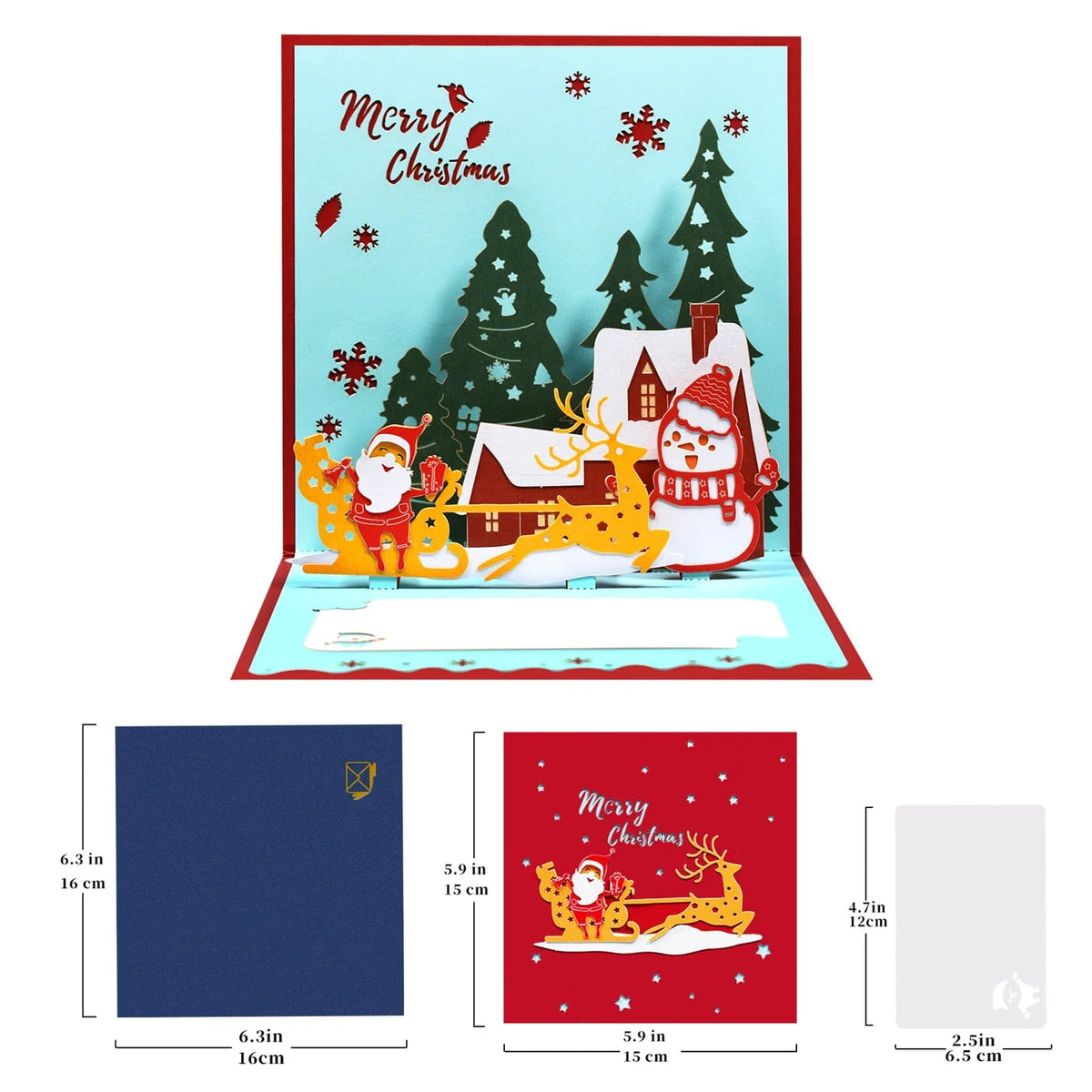 GeckoCustom Christmas Card Pop Up 3D Greeting Card New Year Christmas gift 9