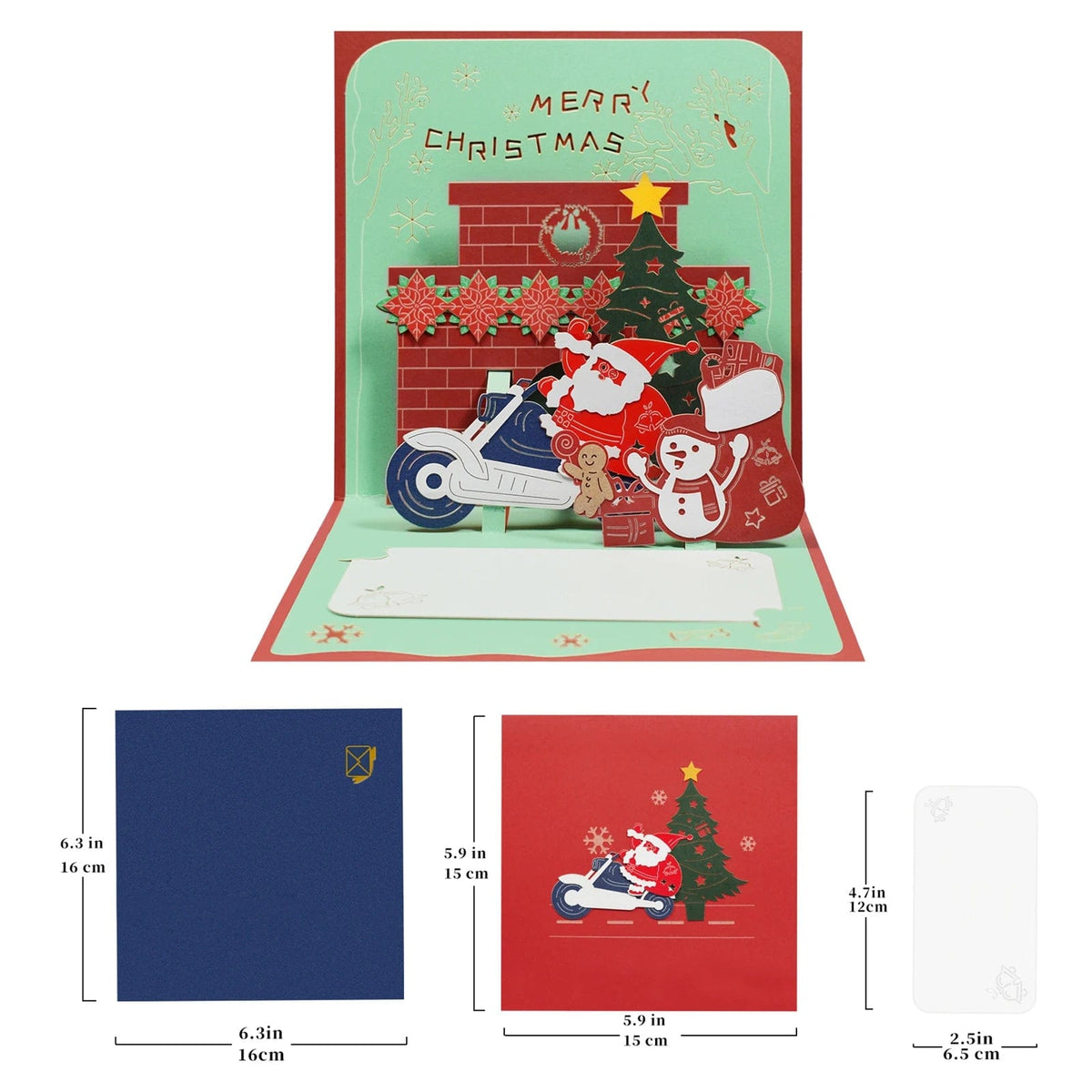 GeckoCustom Christmas Card Pop Up 3D Greeting Card New Year Christmas gift 14