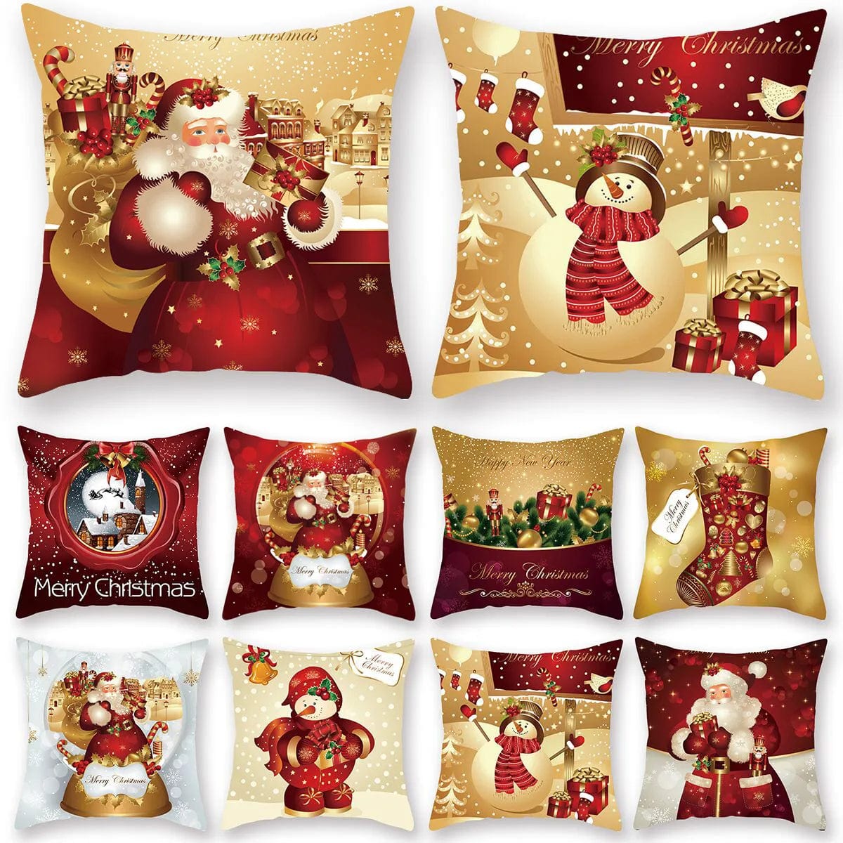 GeckoCustom Christmas Cushion Cover Merry Christmas Decorations for Home 2023 Christmas Ornament Navidad Noel Xmas Gifts Happy New Year 2024