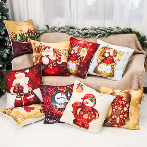 GeckoCustom Christmas Cushion Cover Merry Christmas Decorations for Home 2023 Christmas Ornament Navidad Noel Xmas Gifts Happy New Year 2024