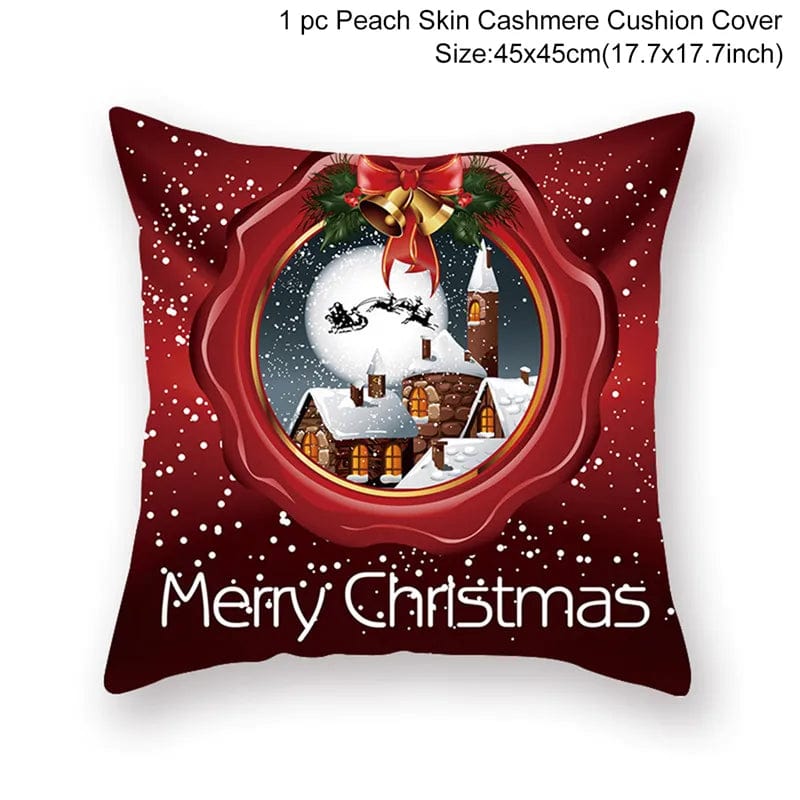 GeckoCustom Christmas Cushion Cover Merry Christmas Decorations for Home 2023 Christmas Ornament Navidad Noel Xmas Gifts Happy New Year 2024 style 31-59 / 45 x 45