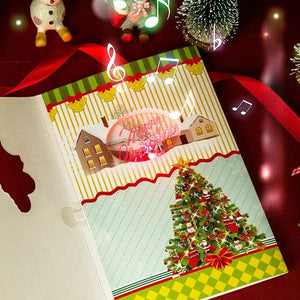 GeckoCustom Christmas Music Greeting Card With Lights Creative Cute Three-dimensional Christmas Gift Sound Kindergarten Kids Greeting Card