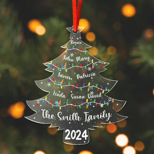 GeckoCustom Christmas Tree With Family Names And Led Lights Personalized Acrylic Ornament HA75 891915