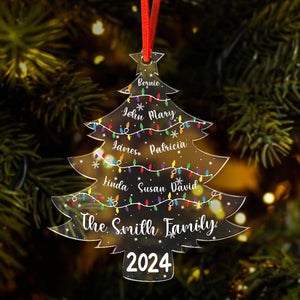 GeckoCustom Christmas Tree With Family Names And Led Lights Personalized Acrylic Ornament HA75 891915