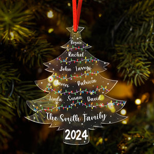 GeckoCustom Christmas Tree With Family Names And Led Lights Personalized Acrylic Ornament HA75 891915