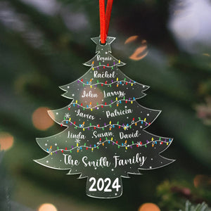 GeckoCustom Christmas Tree With Family Names And Led Lights Personalized Acrylic Ornament HA75 891915