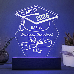 GeckoCustom Class Of 2024 Graduation Acrylic Plaque With LED Night Light N304 HN590 Acrylic / 7.9"x4.5"