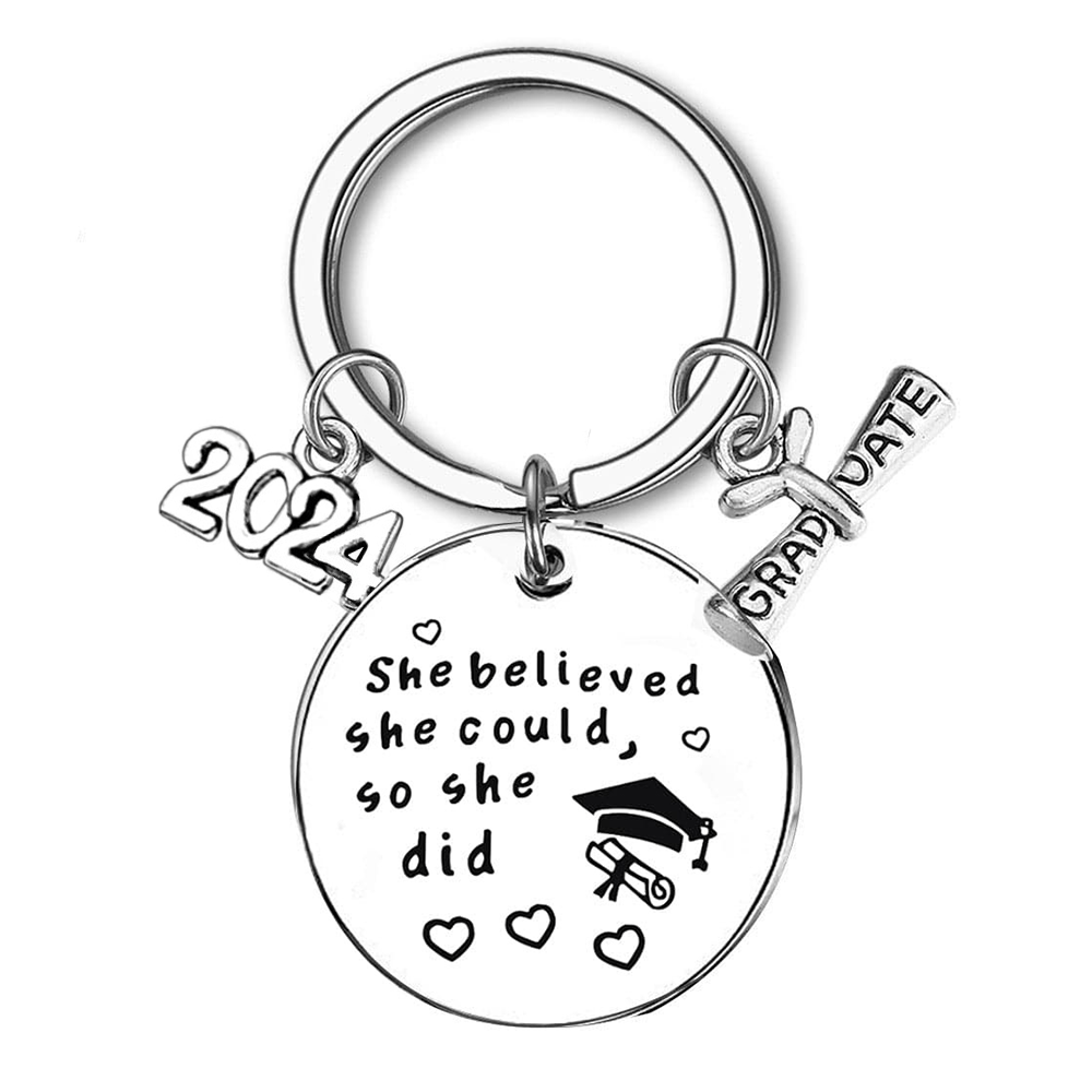 GeckoCustom Class Of 2024 Graduation Metal Keychain T286 HN590