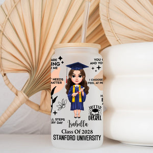 GeckoCustom Class Of 2025 Chibi Graduation Daily Reminders Glass Can With Lid Personalized Gift T368 890120