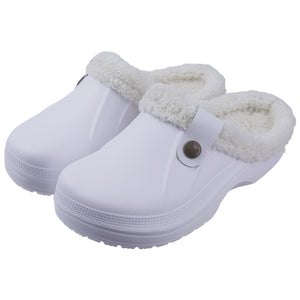 GeckoCustom Comwarm Indoor Women Warm Slippers Garden Shoes Soft Waterproof EVA Plush Slippers Female Clogs Couples Home Bedroom Fuzzy Shoes White / 35-36(8.6-8.8 inch) / China