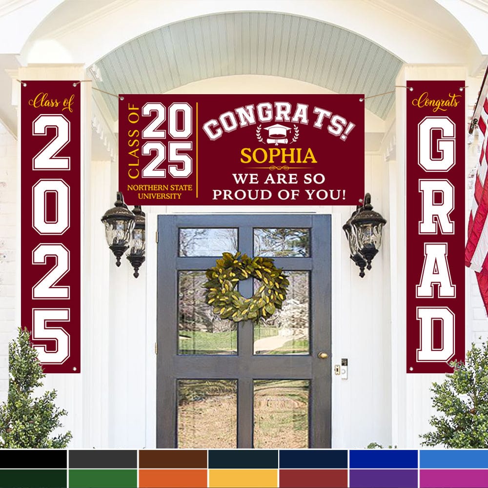 GeckoCustom Congrats Class of 2025 Banner Combo 3 Pieces, Graduation Day, Senior Gift 890295