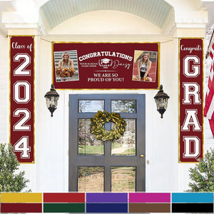 GeckoCustom Congratulations Graduation Banner, 3 Piece Set With Photos HN590