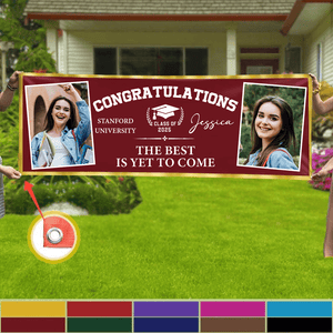 GeckoCustom Congratulations Graduation Banner with 2 Pictures HA75 888885