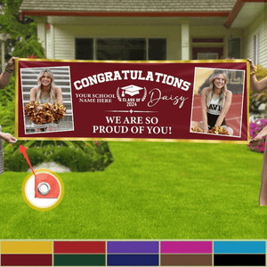 GeckoCustom Congratulations Graduation Banner with 2 Pictures HN590