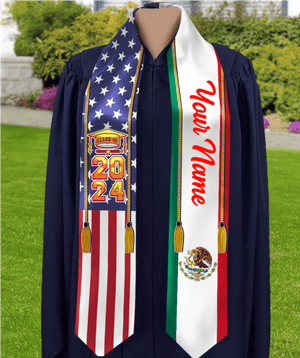 GeckoCustom Country Flag Class of 2024 Graduation Stoles TA29 888875 6x72 inch