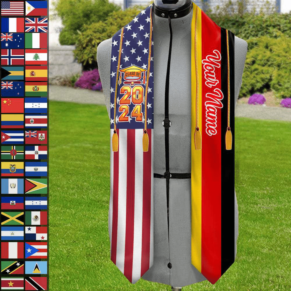 GeckoCustom Country Flag Class of 2024 Graduation Stoles TA29 888875 6x72 inch