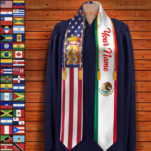 GeckoCustom Country Flag Class of 2024 Graduation Stoles TA29 888875 6x72 inch