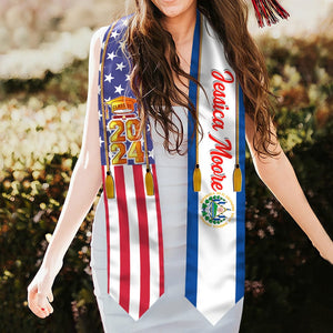 GeckoCustom Country Flag Class of 2024 Stoles Graduation Gift 888875 N369 6x72 inch