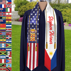 GeckoCustom Country Flag Class of 2025 Stoles Sash, Graduation Gift, Senior Gift K228 888875 6x72 inch