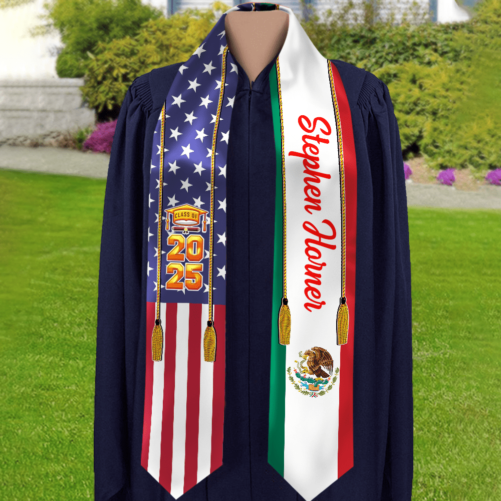 GeckoCustom Country Flag Class of 2025 Stoles Sash, Graduation Gift, Senior Gift K228 888875 6x72 inch