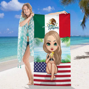 GeckoCustom Country Flag Summer Girl Hawaiian Beach Towel N369 888515 30"x60"