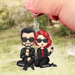 GeckoCustom Couple Sitting Together Anniversary Gift For Couples Acrylic Keychain TA29 890074 60mmW x 40mmH