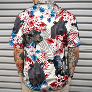 GeckoCustom Cow American Flag Hawaiian Shirt, Upload Photo 888382