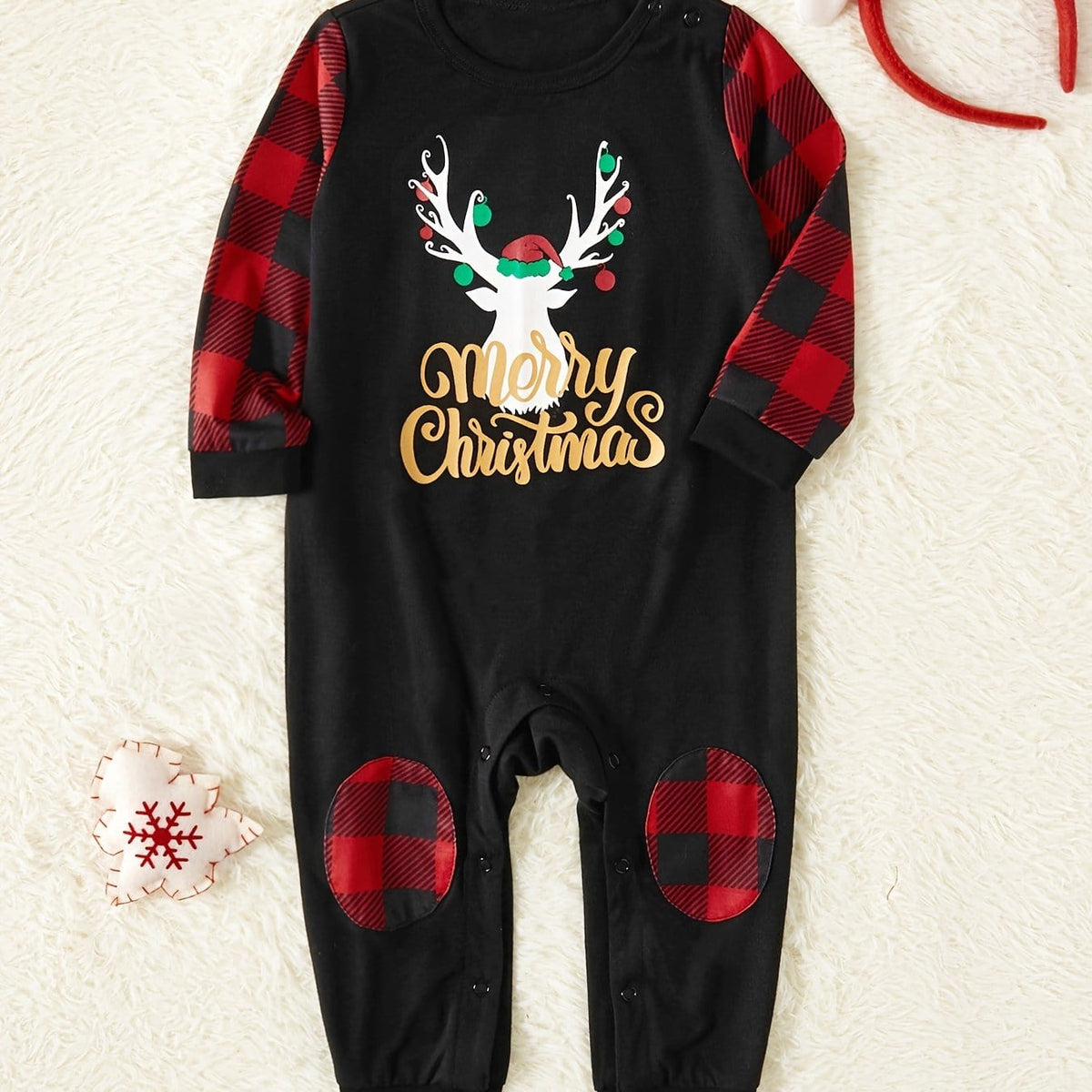 GeckoCustom Cozy Family Matching Crew Neck Long Sleeve Sets Christmas Gift HA75 Red-Baby / S
