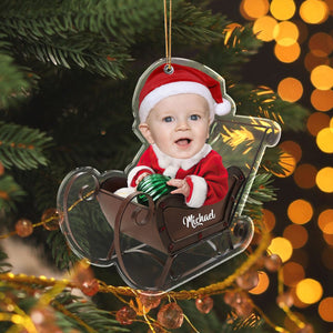 GeckoCustom Custom Baby Face Red Wagon Personalized Acrylic Ornament HO82 891060