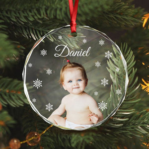 GeckoCustom Custom Baby Photo First Christmas Glass Ornament For Christmas HA75 891526