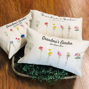 GeckoCustom Custom Birth Flower Grandma's Garden Family Medium Pillow Personalized Gift DA199 890262