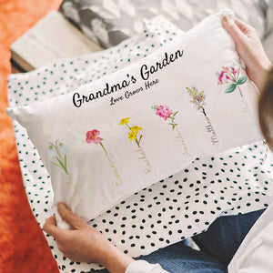 GeckoCustom Custom Birth Flower Grandma's Garden Family Medium Pillow Personalized Gift DA199 890262