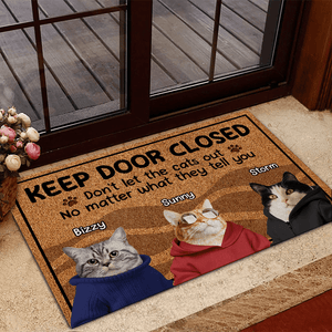 GeckoCustom Custom Cat Cute Photo Keep The Door Closed Doormats LM32 893091