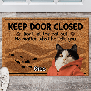 GeckoCustom Custom Cat Cute Photo Keep The Door Closed Doormats LM32 893091