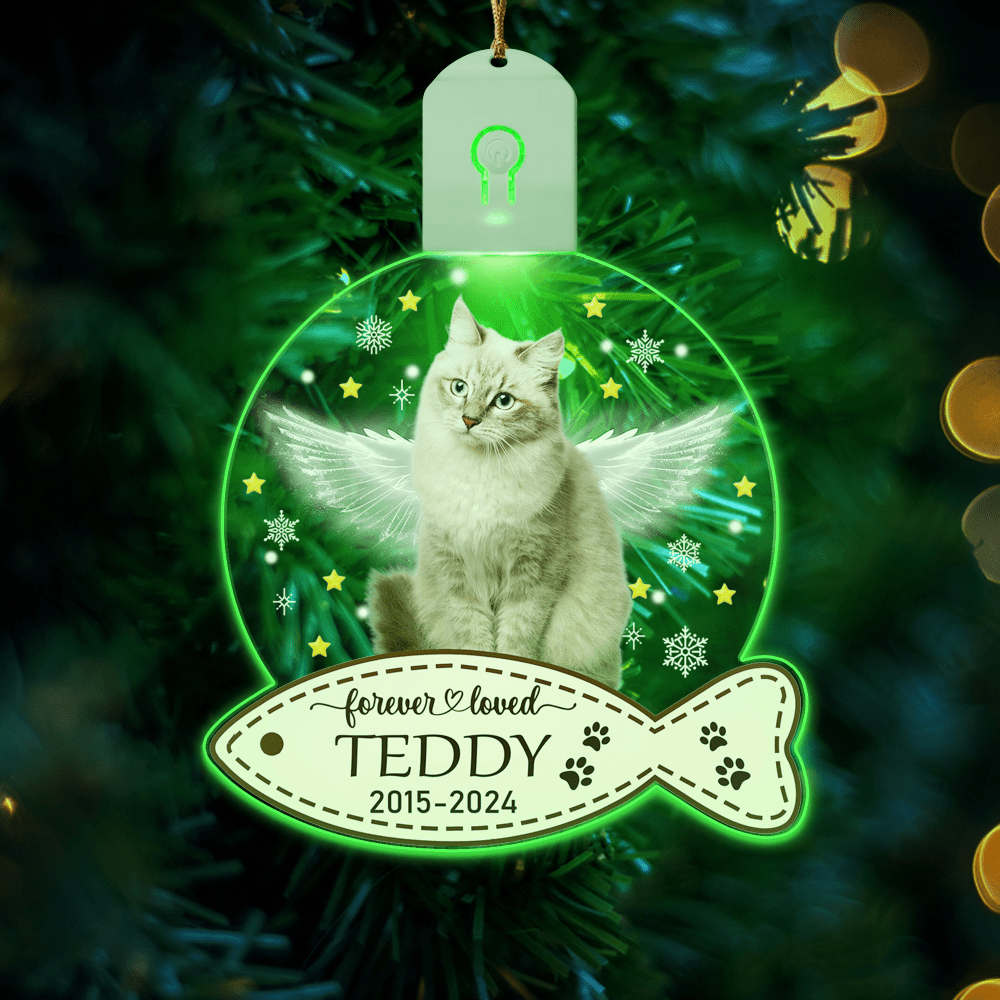 GeckoCustom Custom Cat Photo Christmas Gift Memorial Led Acrylic Ornament HO82 893310 3 inches