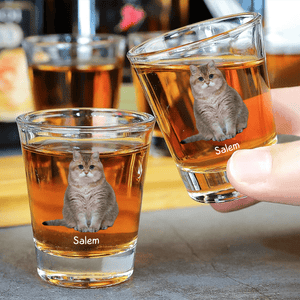 GeckoCustom Custom Cat Photo For Cat Lover Print Shot Glass TH10 892193 1.5oz