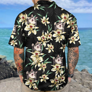 GeckoCustom Custom Cat Photo Lily Flowers Design Hawaii Shirt N304 test_arena