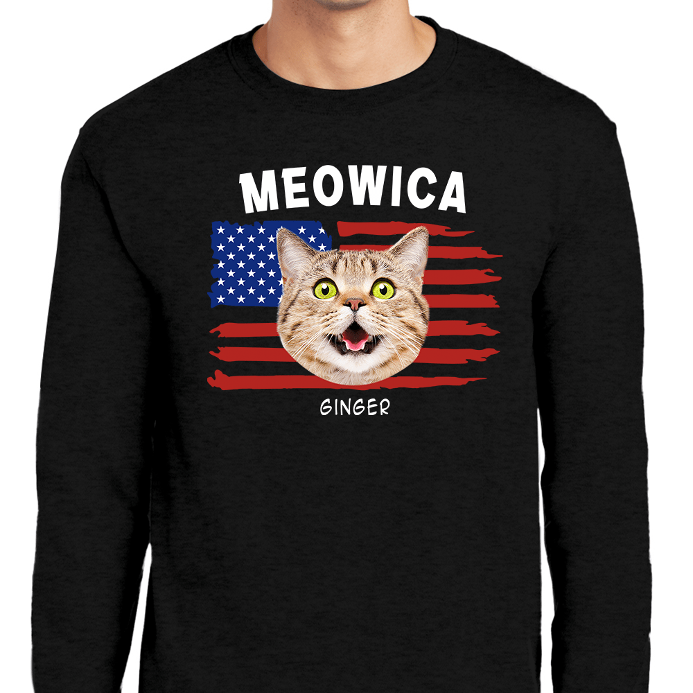 GeckoCustom Custom Cat Photo Meowica Dark Shirt N304 889334