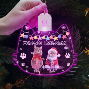 GeckoCustom Custom Cat Photo Meowy Catmas Led Light Ornament Funny Gift For Cat Lovers HO82 67072 3 inches