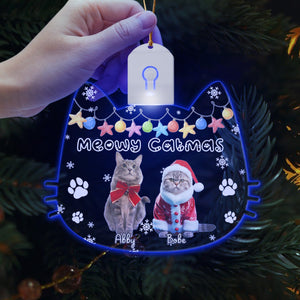 GeckoCustom Custom Cat Photo Meowy Catmas Led Light Ornament Funny Gift For Cat Lovers HO82 67072 3 inches