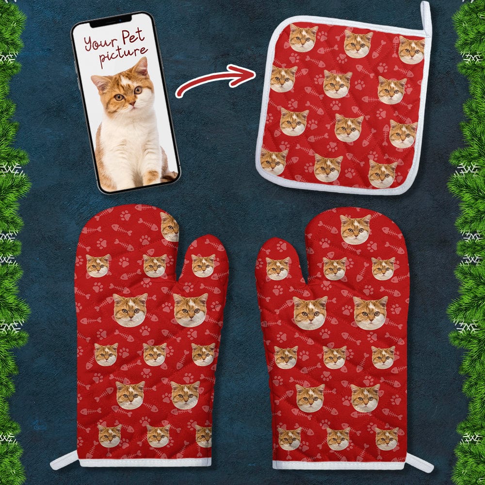 GeckoCustom Custom Cat Photo Paw Pattern Oven Mitt K228 889865