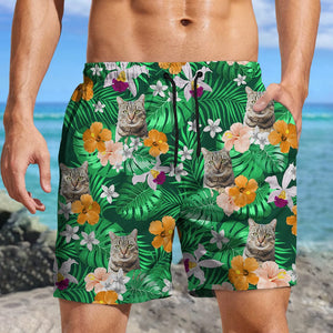 GeckoCustom Custom Cat Photo Summer Tropical Beach Short For Men N304 890454