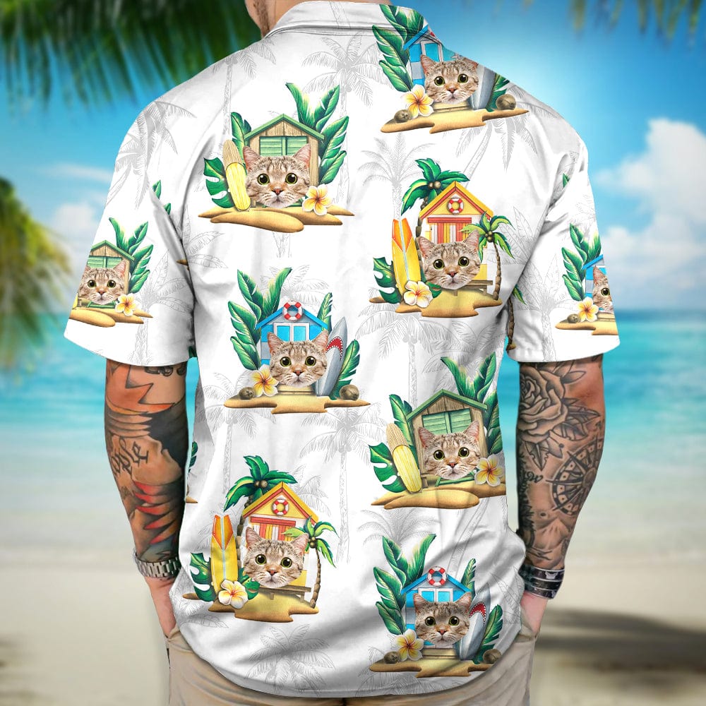 GeckoCustom Custom Cat Photo Tropical Men's Hawaii Shirt TA29 889098